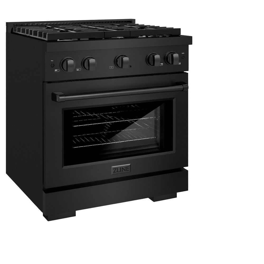 ZLINE Paramount 30-inch range in black stainless steel SDRB-30, view 3