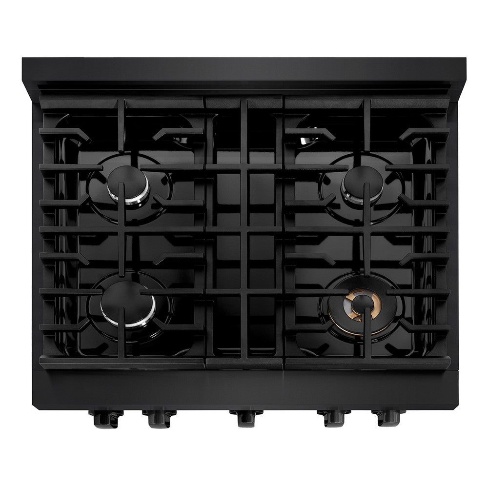ZLINE Paramount 30-inch range in black stainless steel SDRB-30, from above