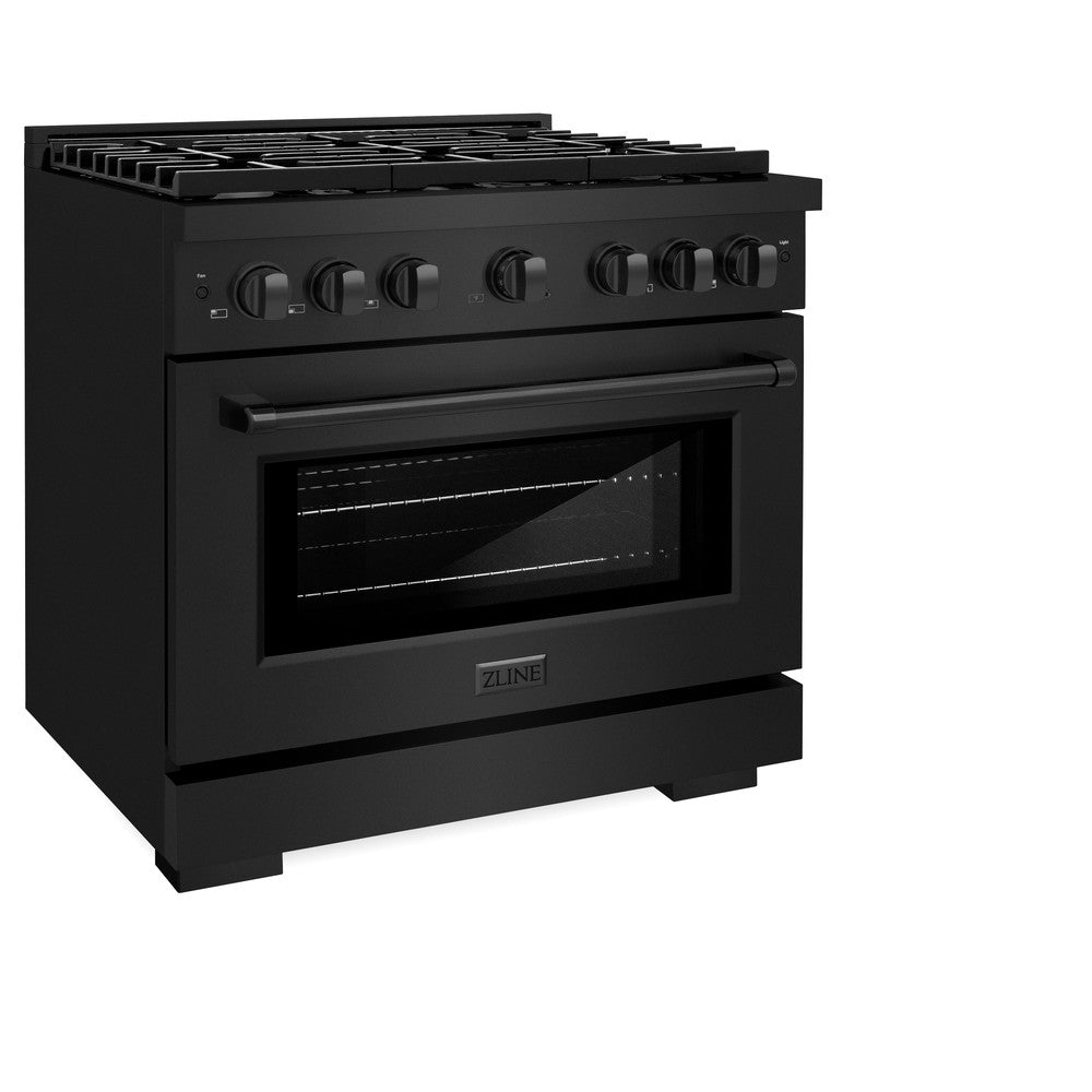 ZLINE Paramount 36-inch range in black stainless steel SDRB-36, view 4