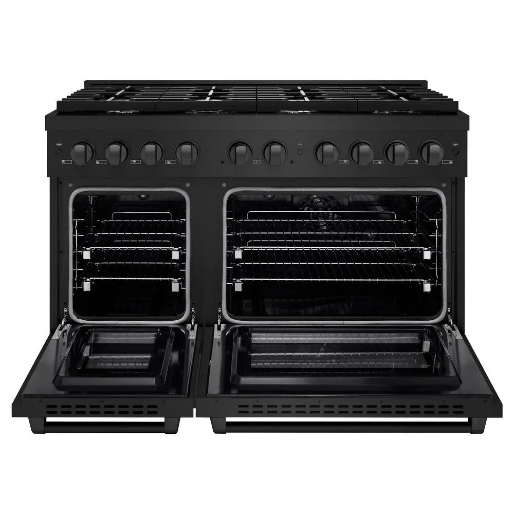 ZLINE Paramount 48-inch range in black stainless steel SDRB-48, front view