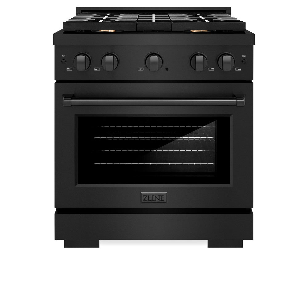 ZLINE Paramount 30-inch range in black stainless steel SDRB-BR-30, front view