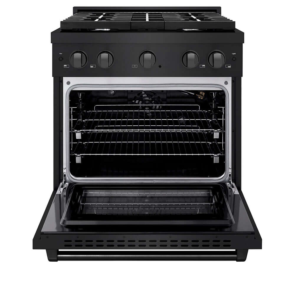 ZLINE Paramount 30-inch range in black stainless steel SGRB2-30, front view