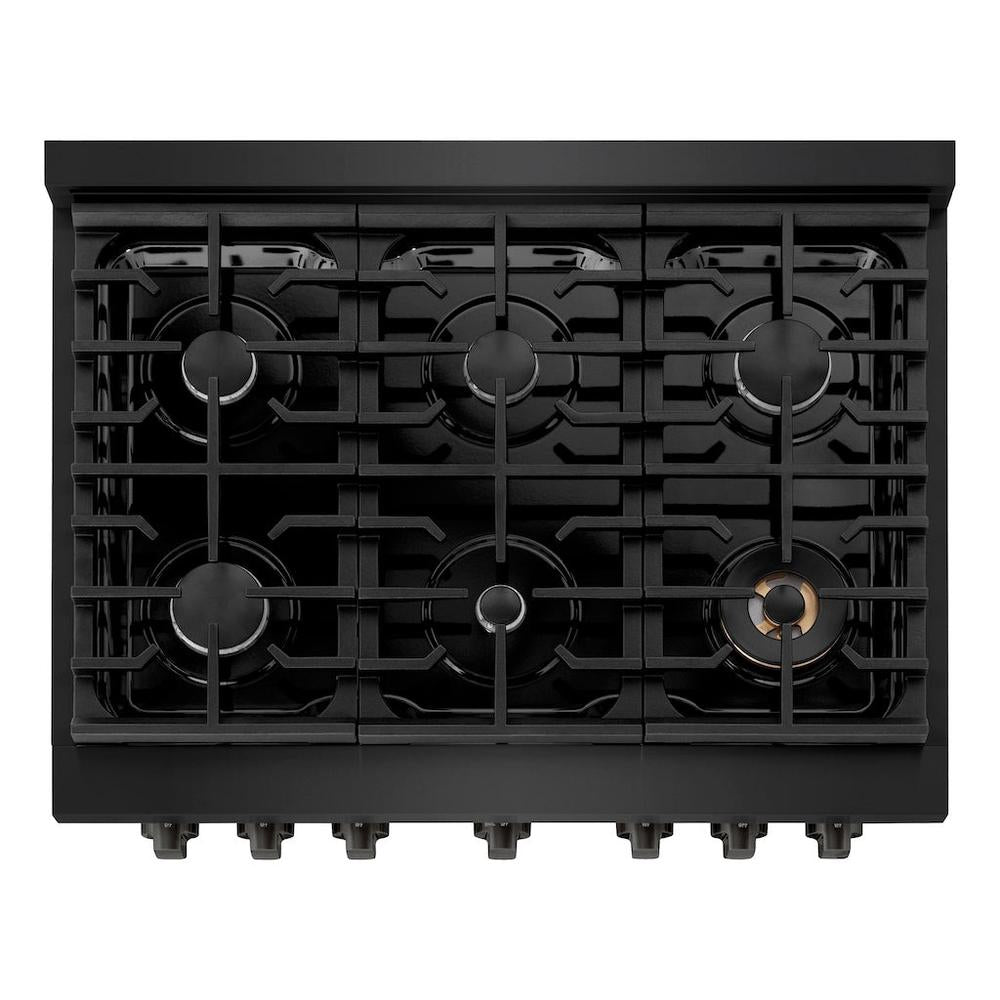 ZLINE Paramount 36-inch range in black stainless steel SGRB-36, from above