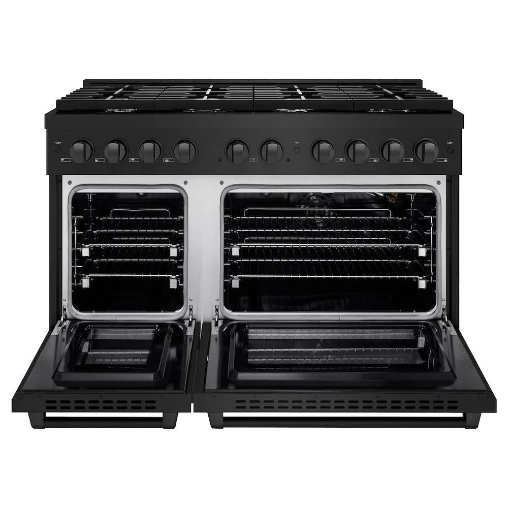 ZLINE Paramount 48-inch range in black stainless steel SGRB-48, front view