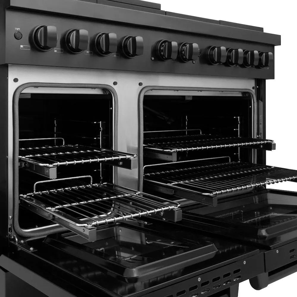 ZLINE Paramount 48-inch range in black stainless steel SGRB-48, detail