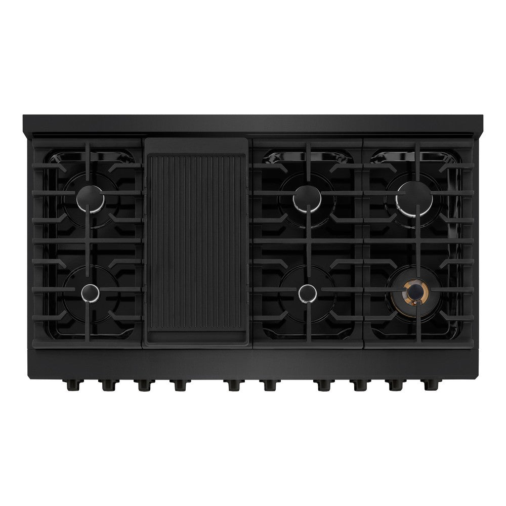 ZLINE Paramount 48-inch range in black stainless steel SDRB-48, from above