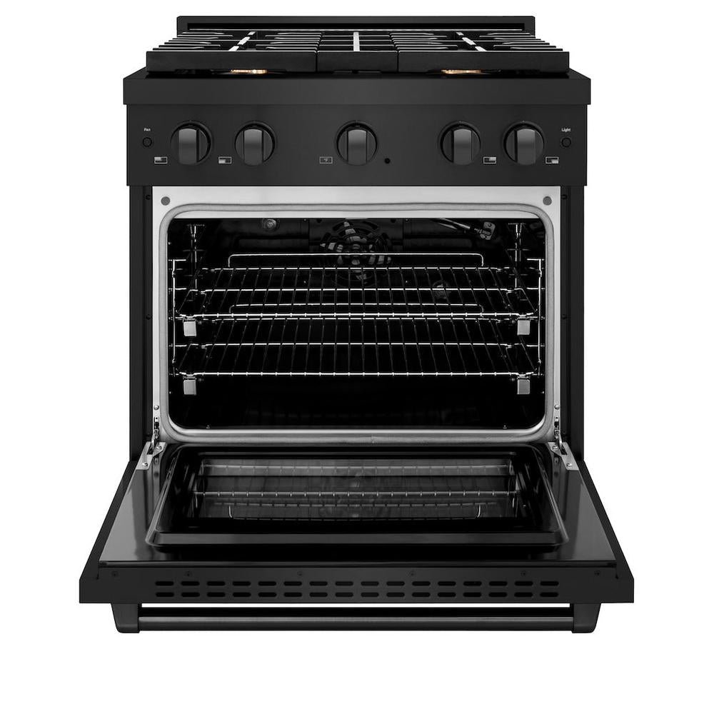 ZLINE Paramount 30-inch range in black stainless steel SGRB-BR-30, front view