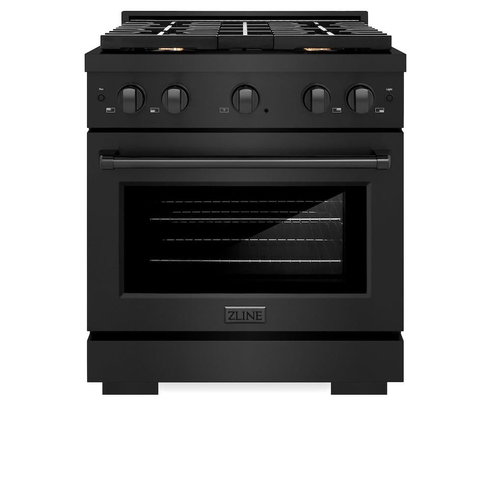 ZLINE Paramount 30-inch range in black stainless steel SGRB-BR-30, front view