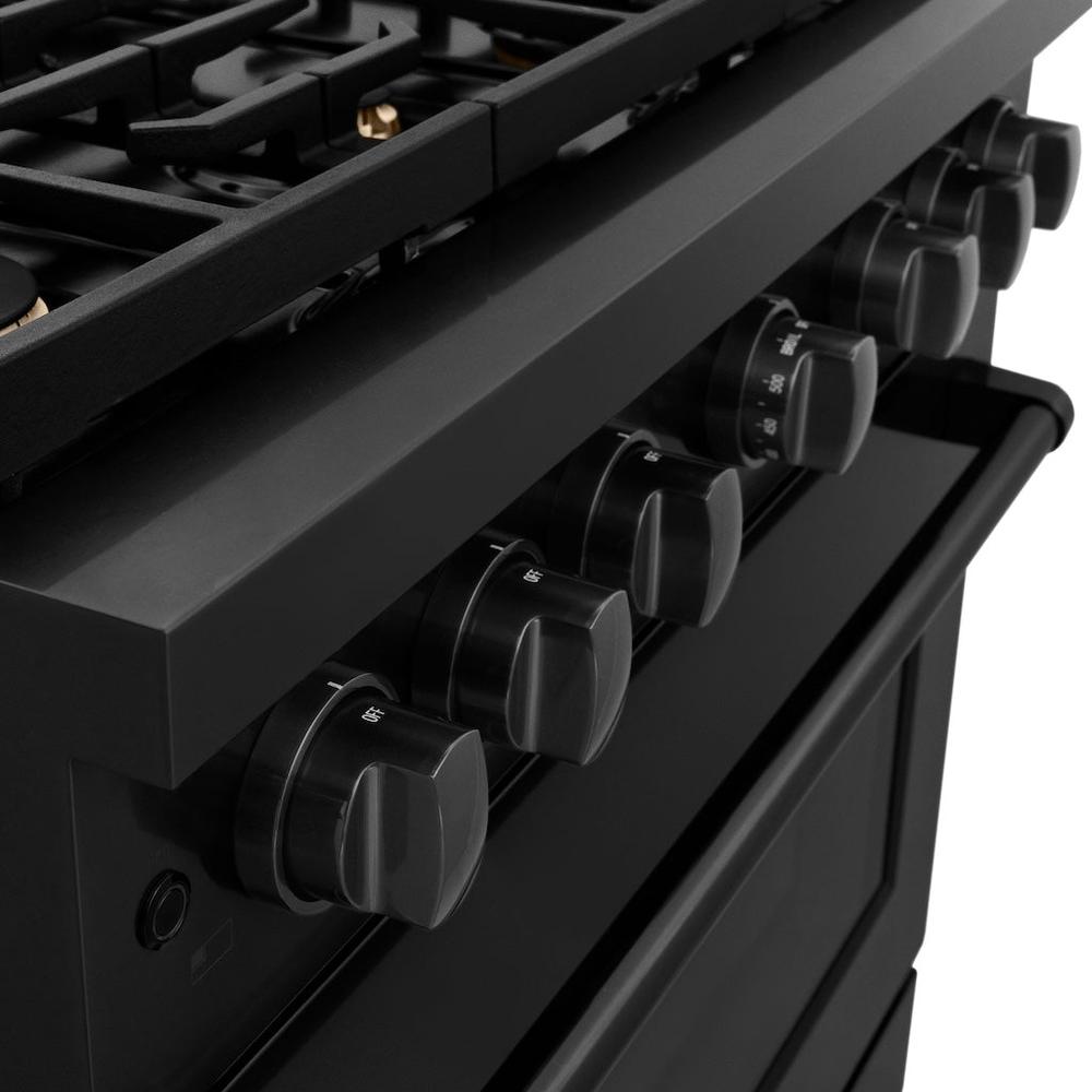 ZLINE Paramount 36-inch range in black stainless steel SGRB-BR-36, detail