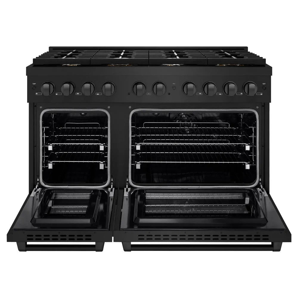 ZLINE Paramount 48-inch range in black stainless steel SDRB-BR-48, front view