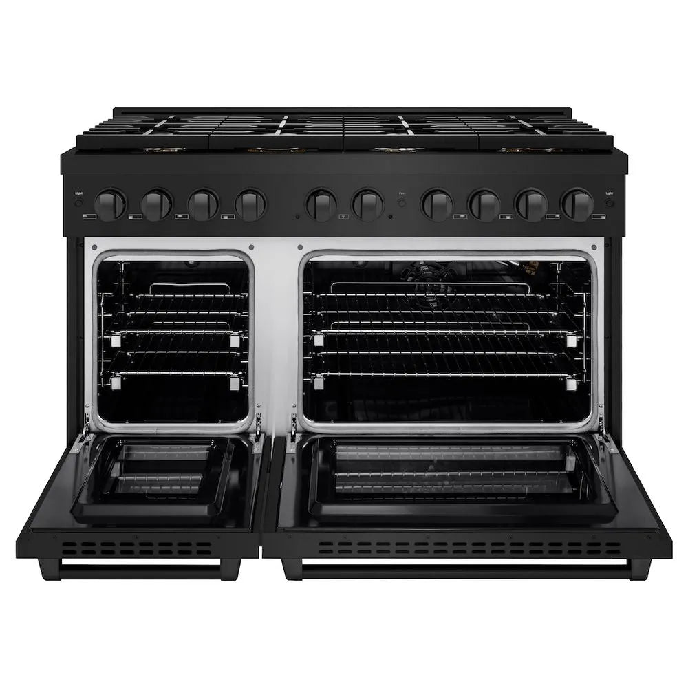 ZLINE Paramount 48-inch range in black stainless steel SGRB-BR-48, front view