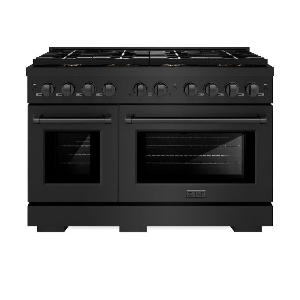 ZLINE Paramount 48-inch range in black stainless steel SGRB-BR-48, front view