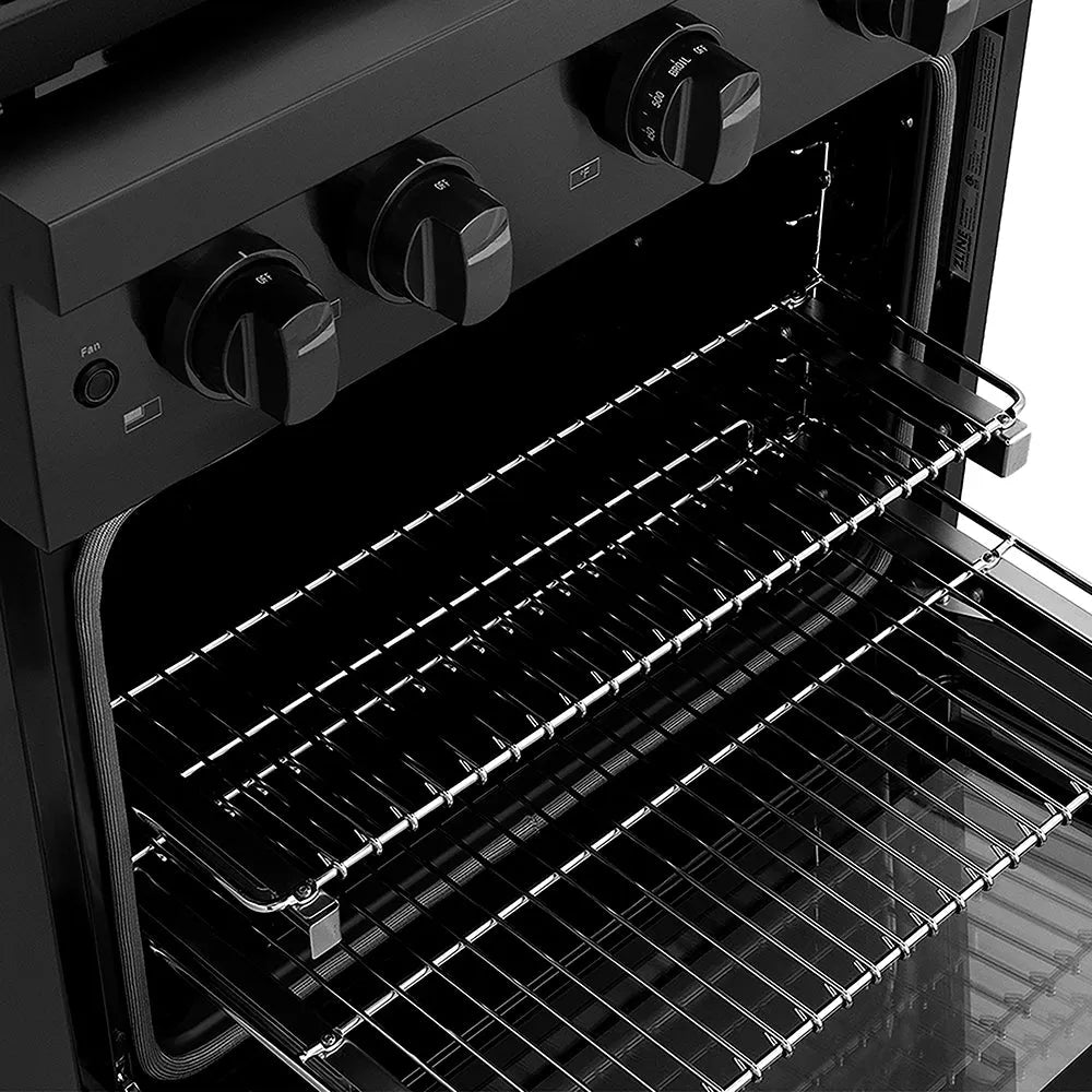 ZLINE Paramount 30-inch range in black stainless steel PSGRB-30, from above