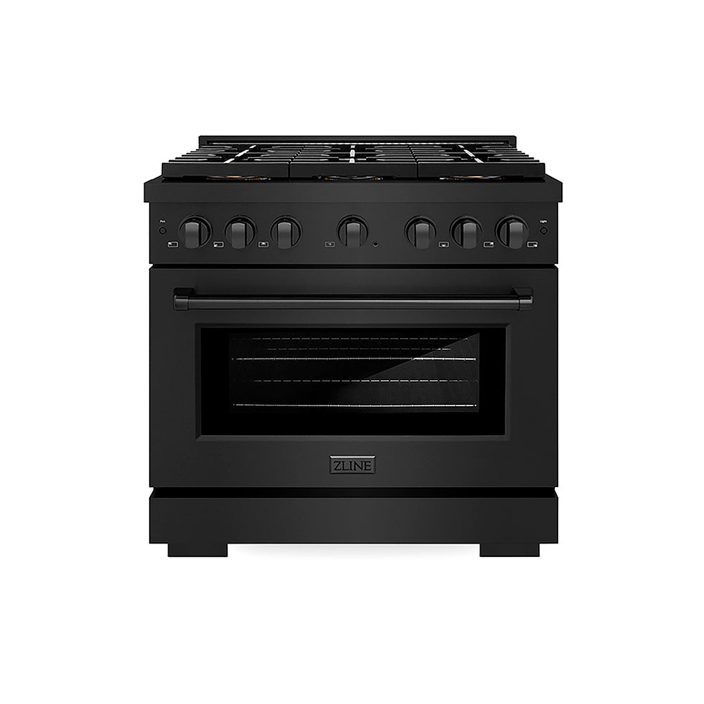 ZLINE Paramount 36-inch range in black stainless steel PSGRB-36, front view