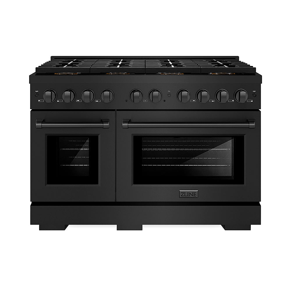 ZLINE Paramount 48-inch range in black stainless steel PSGRB-48, front view