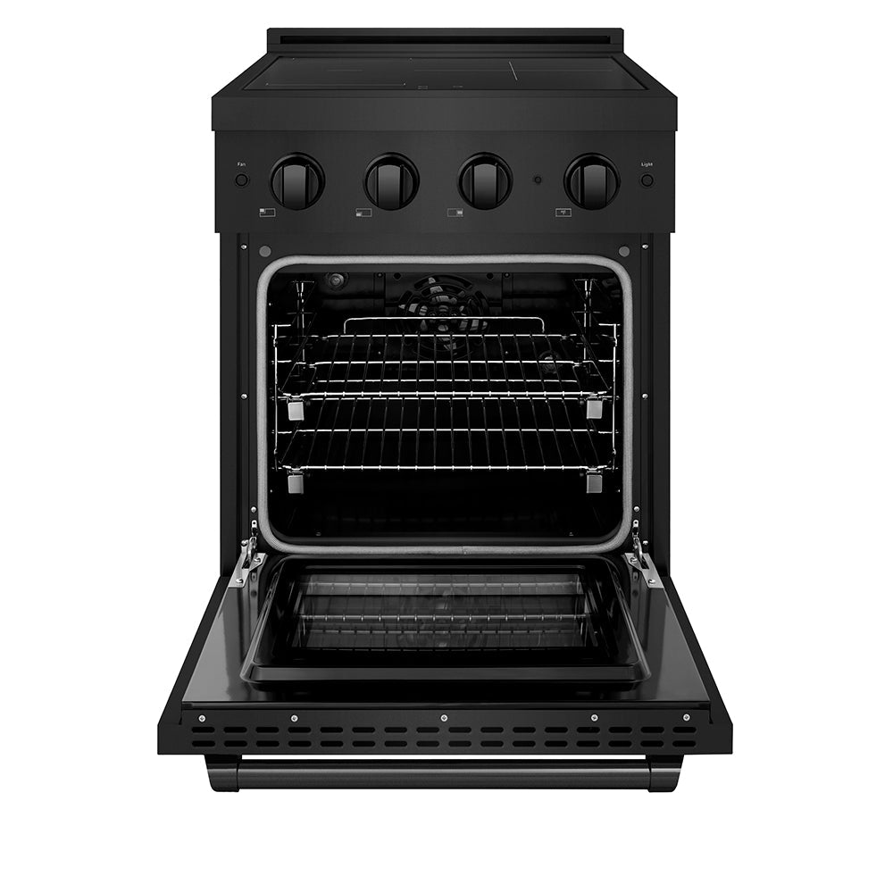 ZLINE Paramount 24-inch range in black stainless steel SINRB-24, front view