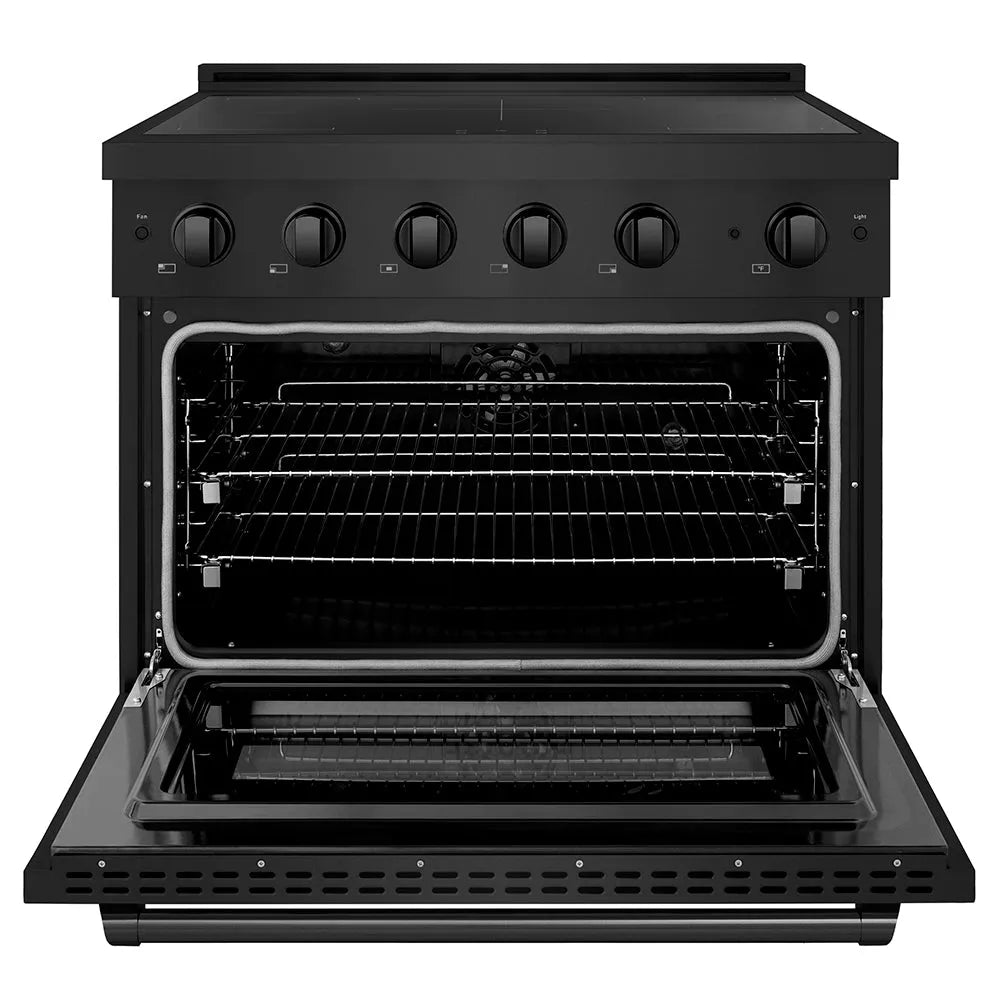 ZLINE Paramount 36-inch range in black stainless steel SINRB-36, front view