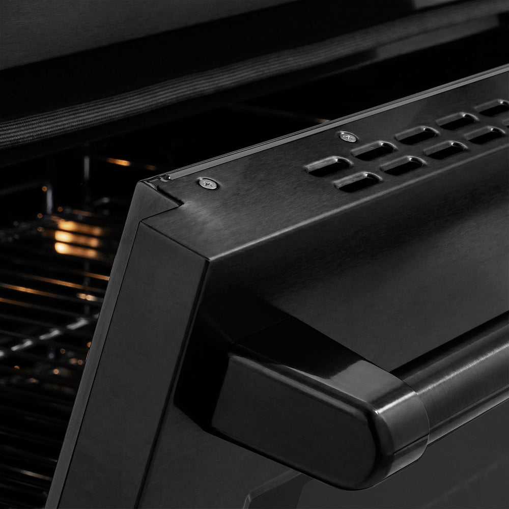 ZLINE Paramount 36-inch range in black stainless steel SINRB-36, detail
