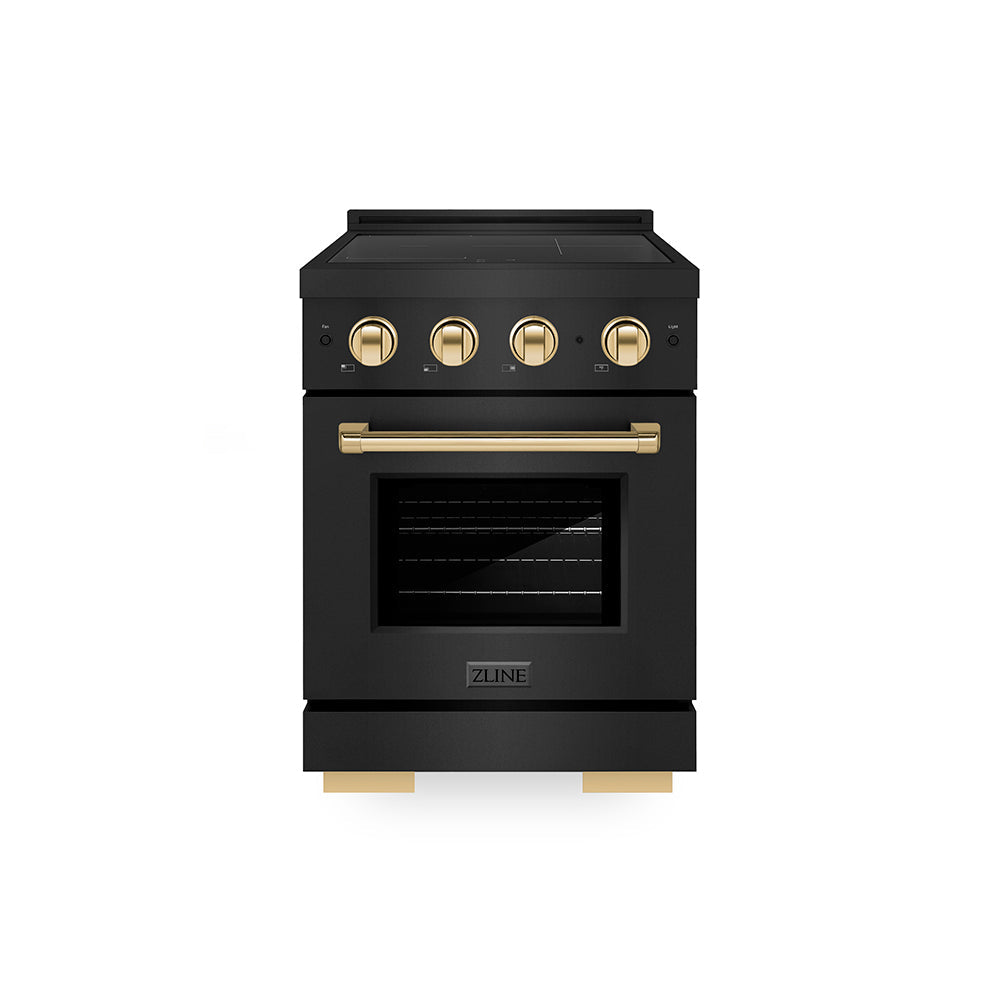 ZLINE Autograph Edition Paramount 24-inch range in black stainless steel and polished gold accents SINRBZ-24-G