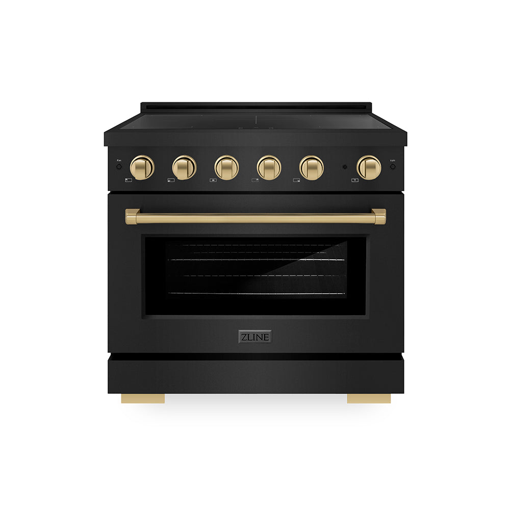 ZLINE Autograph Edition Paramount 36-inch range in black stainless steel and champagne bronze accents SINRBZ-36-CB