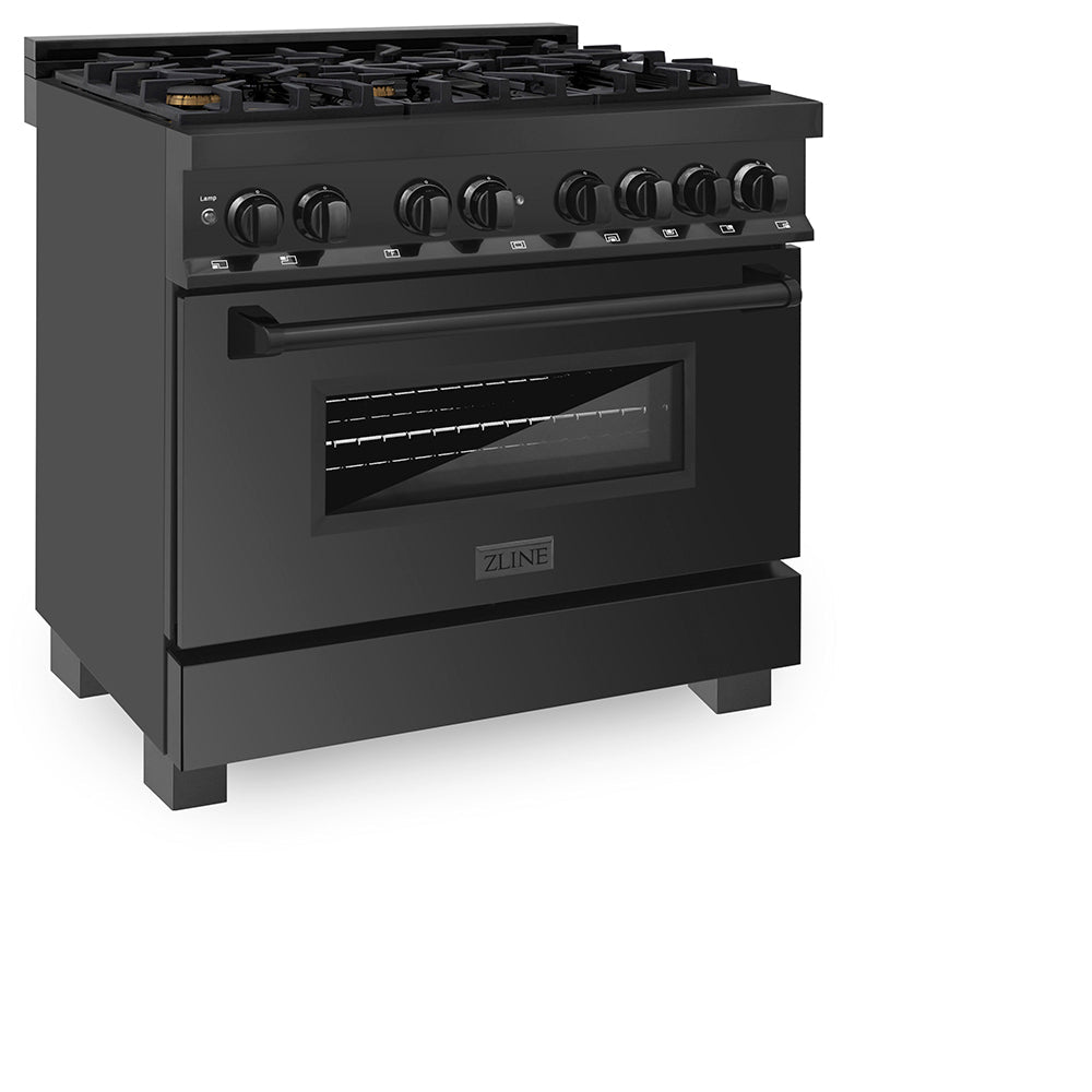 ZLINE Legacy 36-inch range in black stainless steel RAB-BR-36, view 6