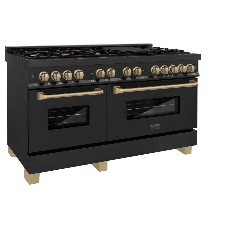 ZLINE Autograph Edition Legacy 60-inch range in black stainless steel and champagne bronze accents RABZ-60-CB, view 6