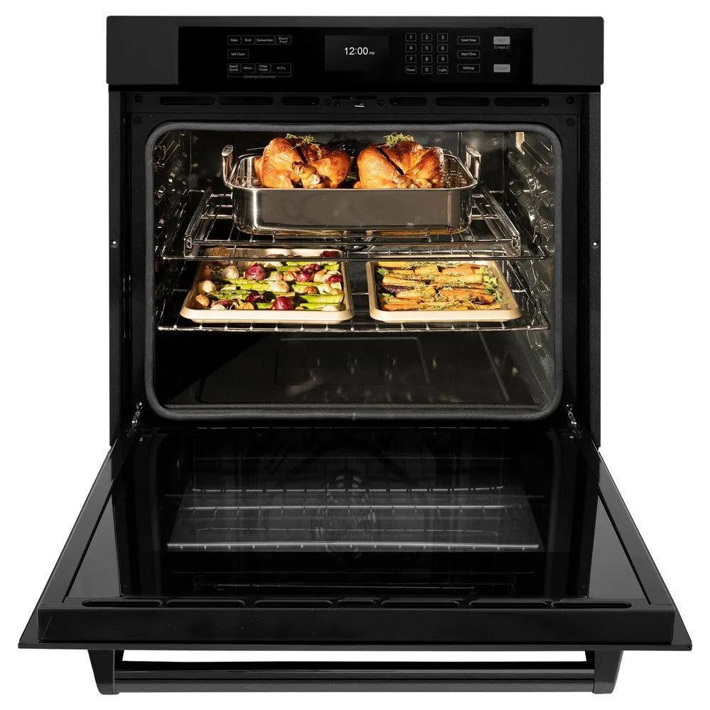ZLINE Professional 30-inch wall oven in black stainless steel WASB-30, front view