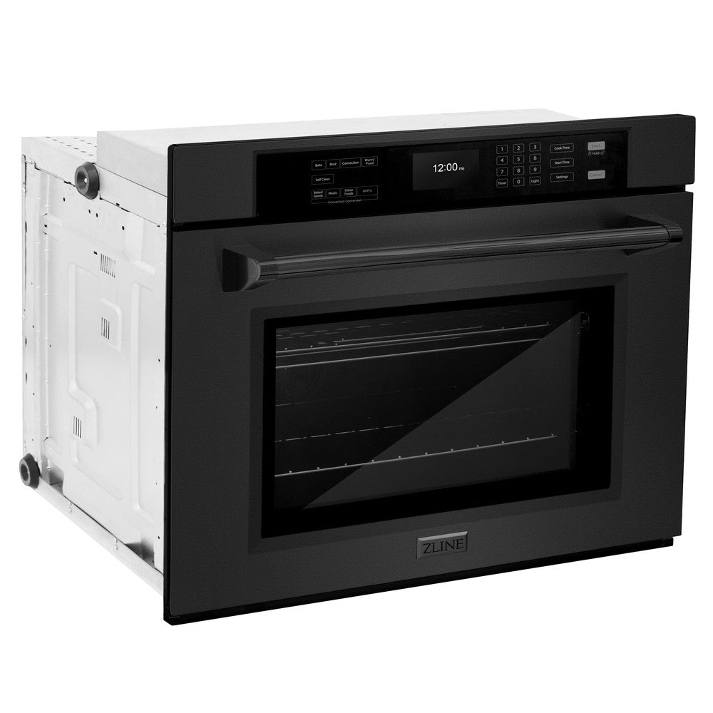 ZLINE Professional 30-inch wall oven in black stainless steel WASB-30, side view
