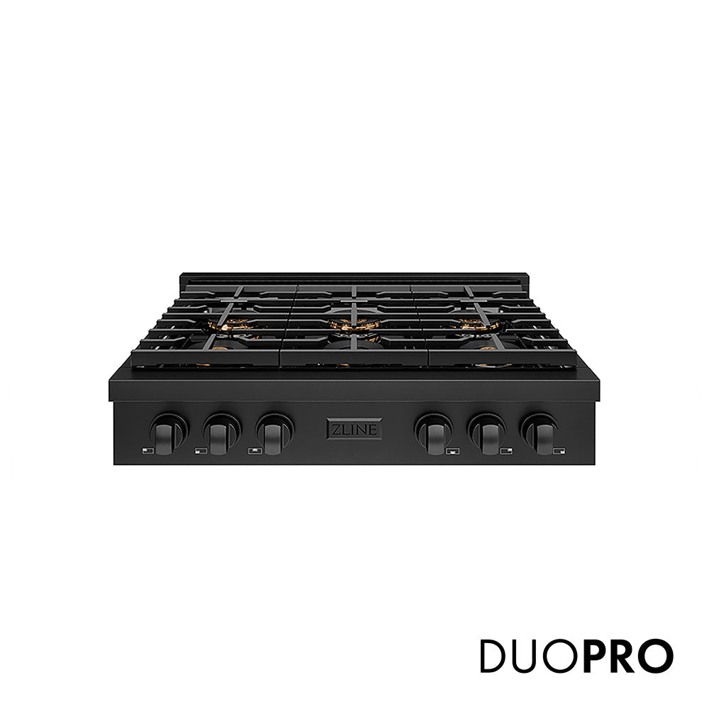 ZLINE Paramount 36-inch rangetop in black stainless steel PSRTB-36
