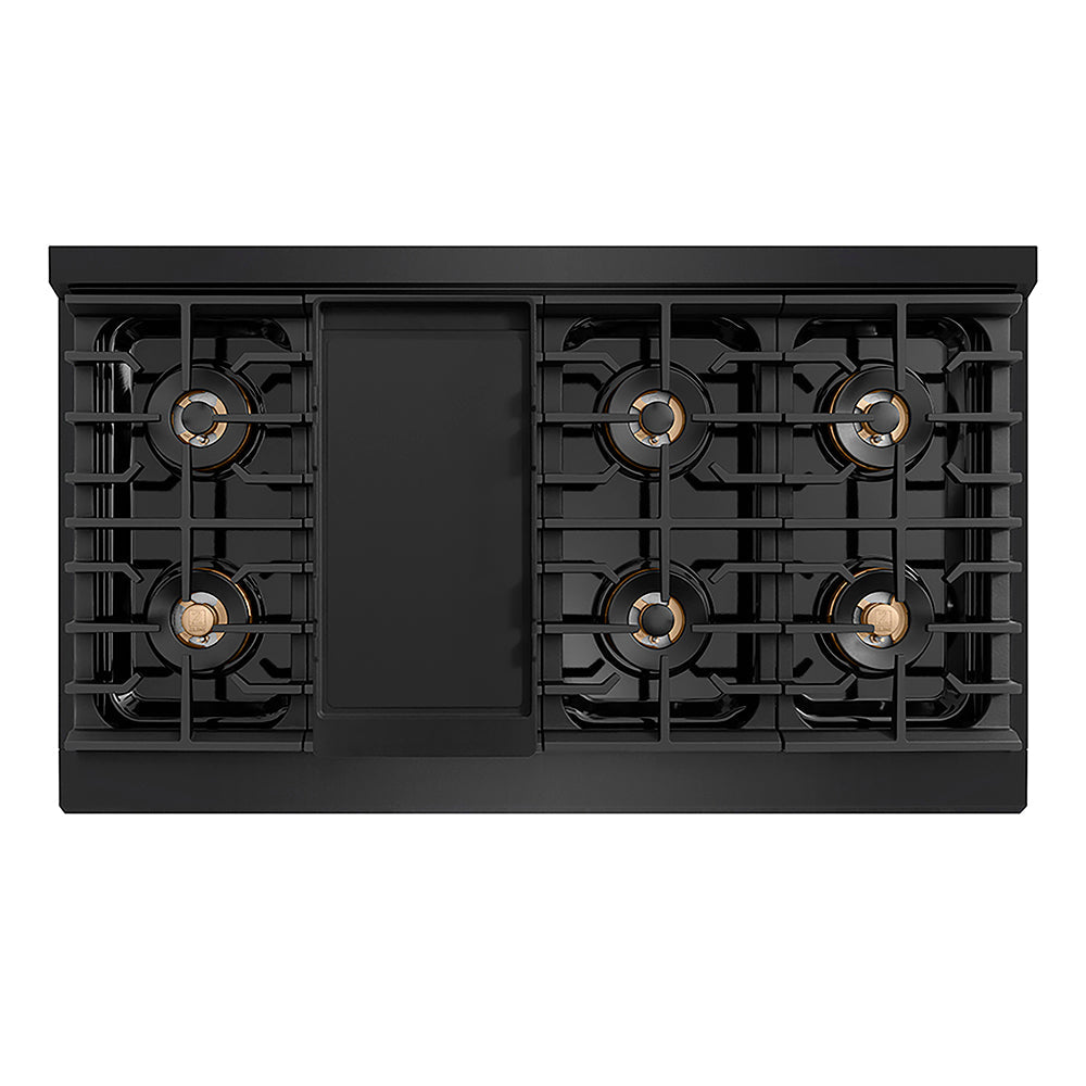 ZLINE Paramount 48-inch rangetop in black stainless steel PSRTB-48, from above