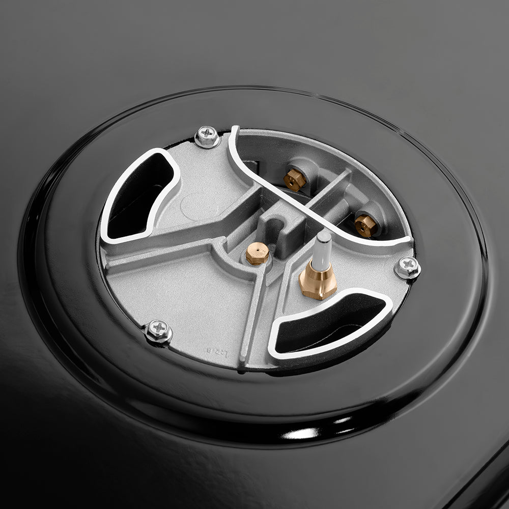 ZLINE Autograph Edition Paramount 48-inch range in black satin stainless steel and champagne bronze accents PSDRBSZ-48-CB, from above