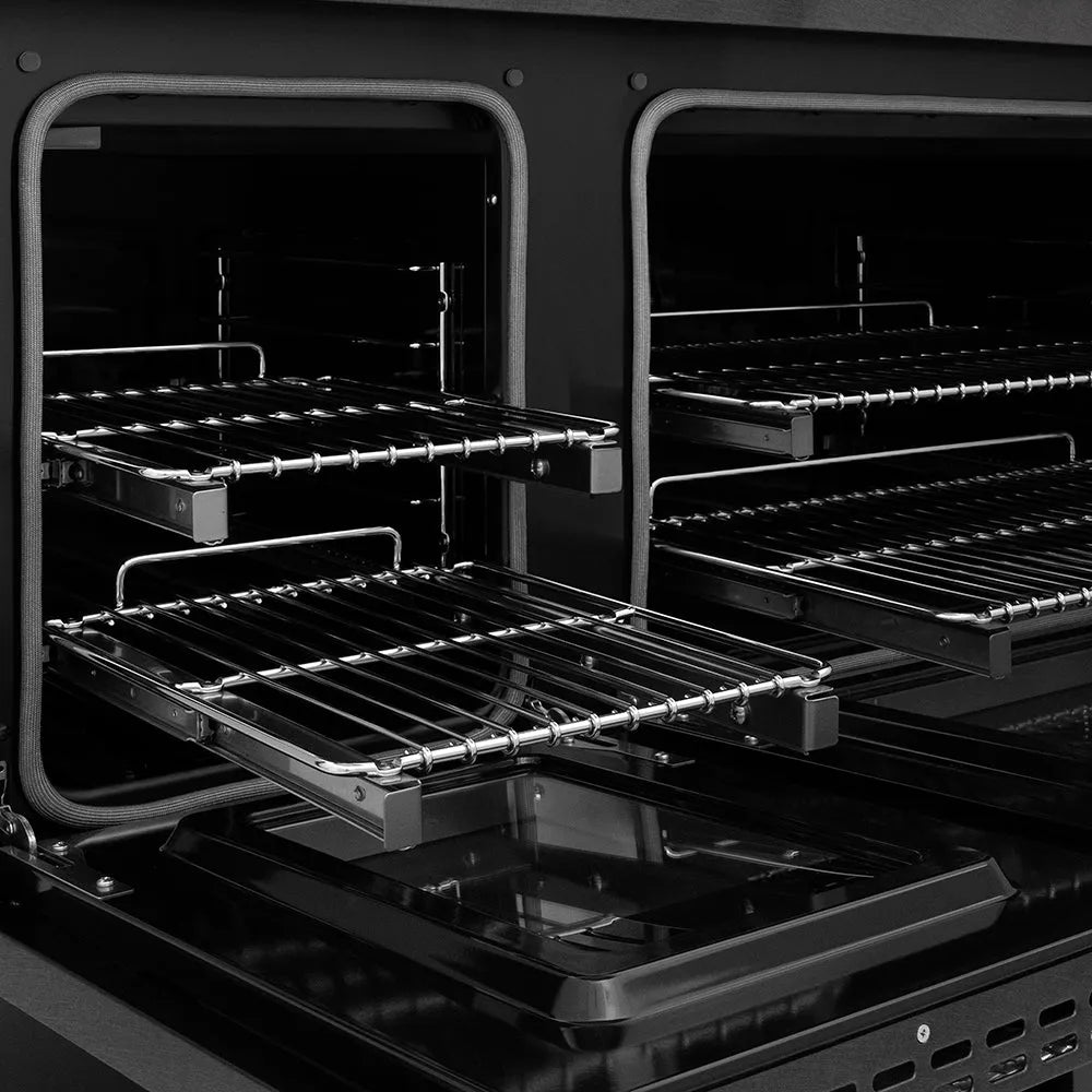 ZLINE Autograph Edition Paramount 48-inch range in black satin stainless steel and polished gold accents PSDRBSZ-48-G, from above