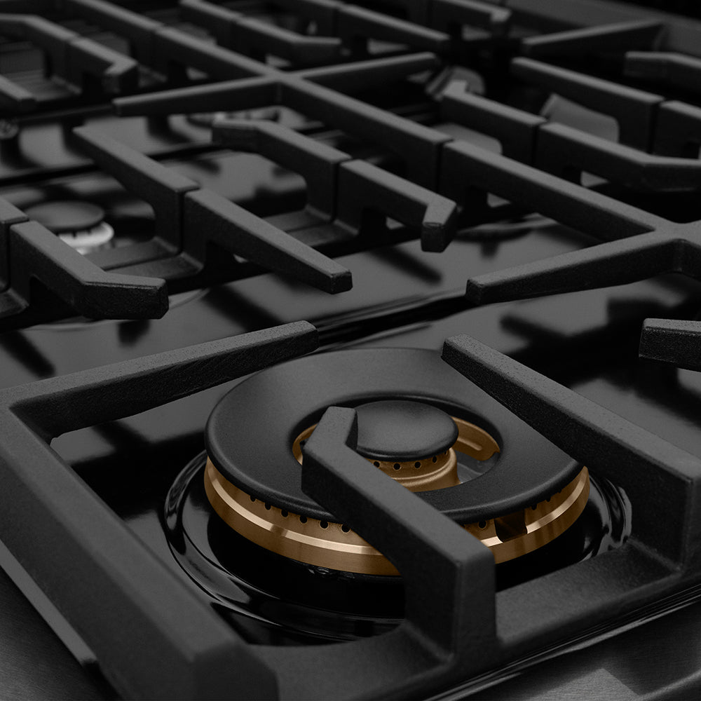 ZLINE Paramount 48-inch range in black satin stainless steel SGRBS-48, detail