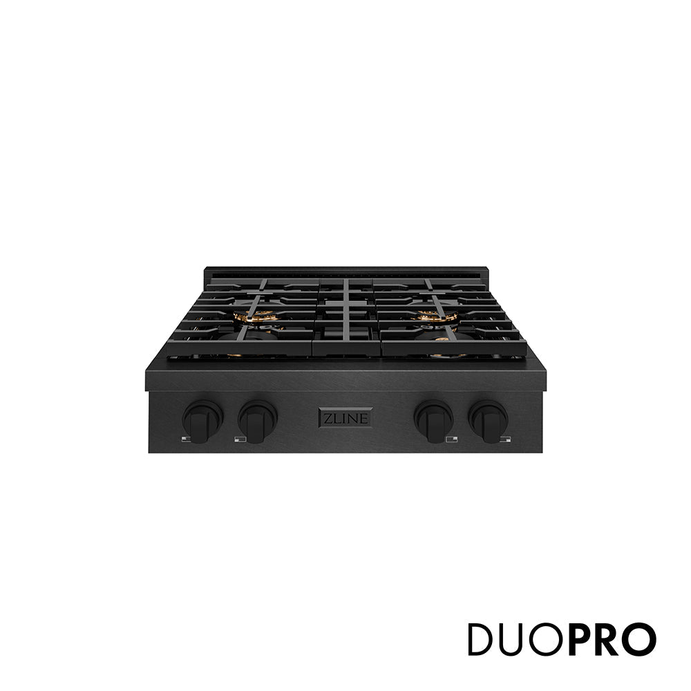 ZLINE Paramount 30-inch rangetop in black satin stainless steel PSRTBS-30