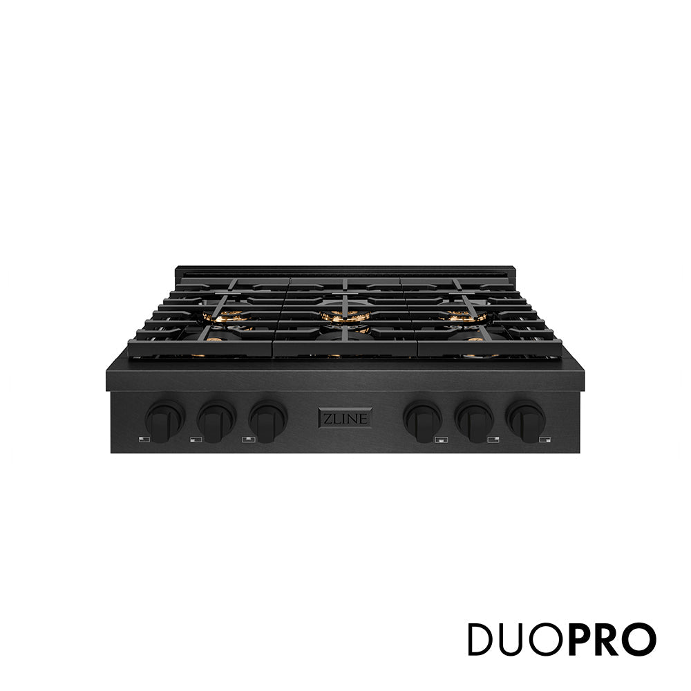 ZLINE Paramount 36-inch rangetop in black satin stainless steel PSRTBS-36