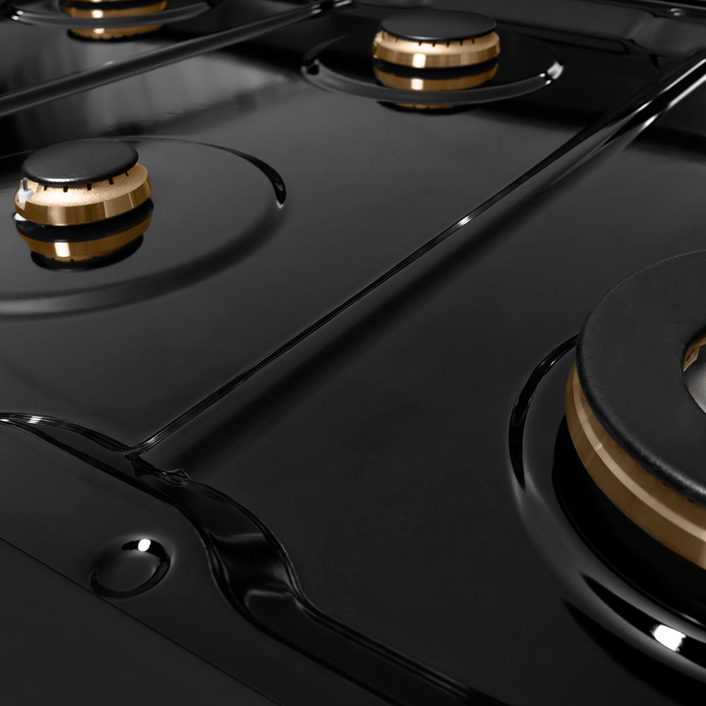ZLINE Autograph Edition Paramount 48-inch range in black stainless steel and champagne bronze accents SDRBZ-48-KCB, detail