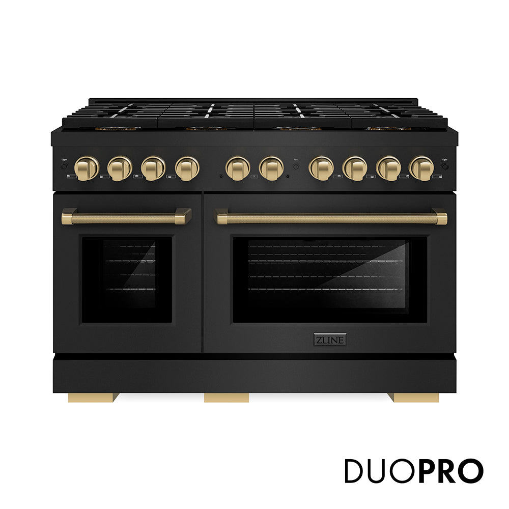 ZLINE Autograph Edition Paramount 48-inch range in black stainless steel and champagne bronze accents PSDRBZ-48-KCB