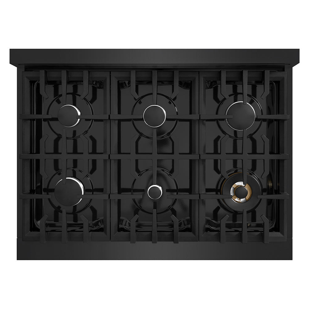 ZLINE Classic 36-inch rangetop in black stainless steel RTB2-36, from above