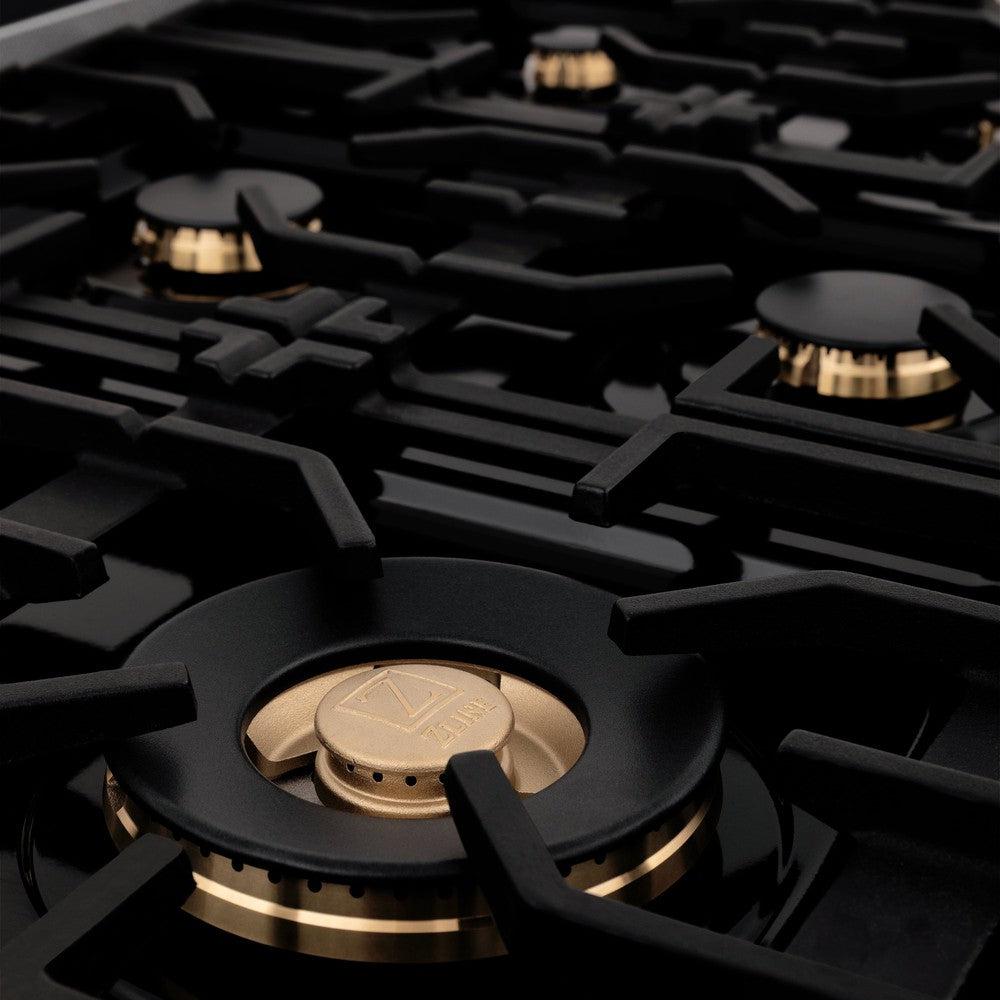 ZLINE Autograph Edition Legacy 60-inch range in stainless steel and champagne bronze accents RAZ-60-CB, detail