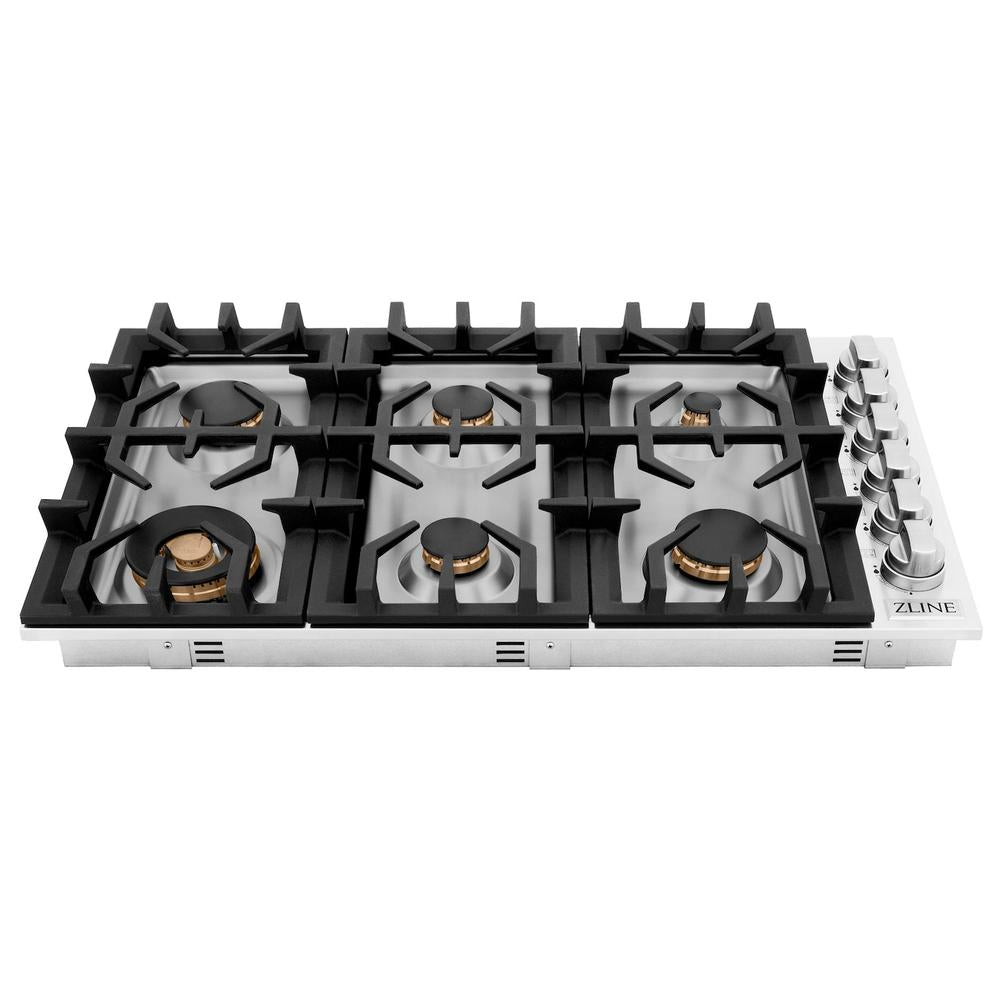 ZLINE 36-inch cooktop in stainless steel RC-BR-36, front view