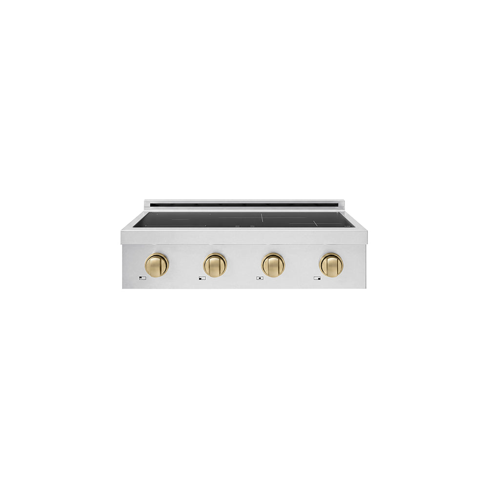 ZLINE Autograph Edition Paramount 30-inch rangetop in stainless steel and champagne bronze accents SINRTZ-30-CB