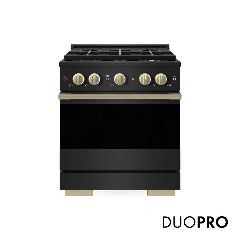 ZLINE Autograph Edition Marino 30-inch range in black stainless steel and champagne bronze accents PMDRBZ-30-CB