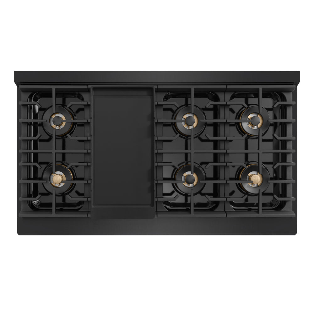 ZLINE Autograph Edition Marino 48-inch range in black stainless steel and champagne bronze accents PMDRBZ-48-CB, from above