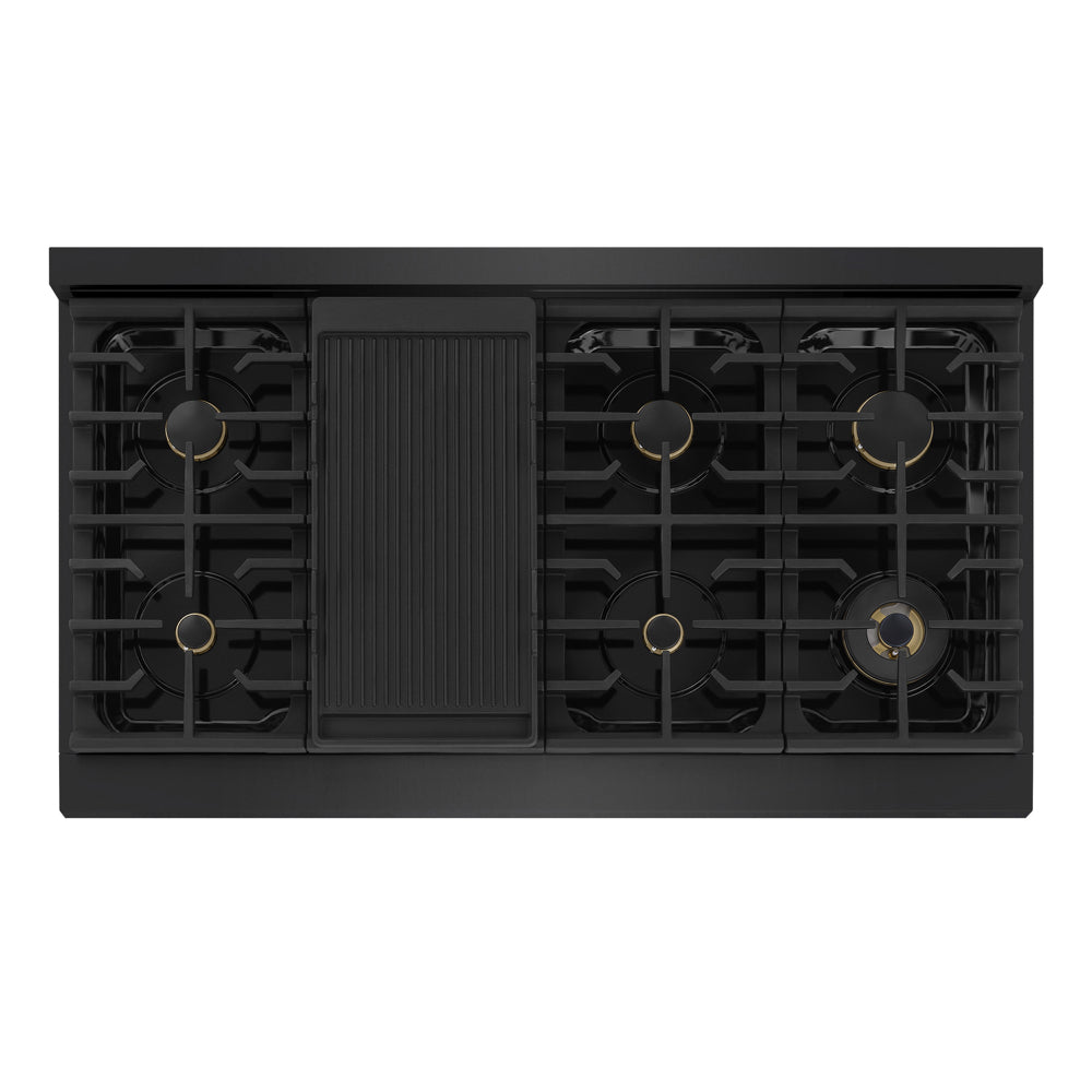 ZLINE Marino 48-inch range in black stainless steel MDRB-BR-48, from above