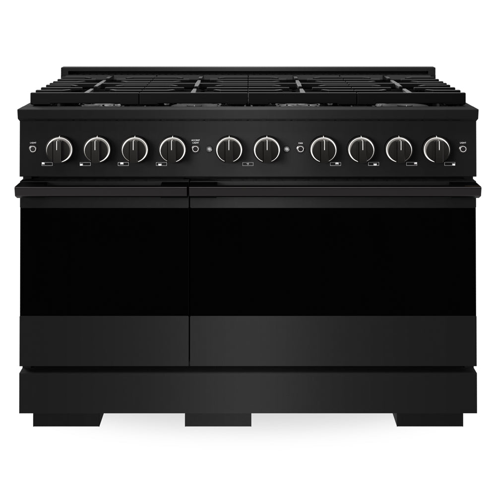 ZLINE Marino 48-inch range in black stainless steel MGRB-48, front view