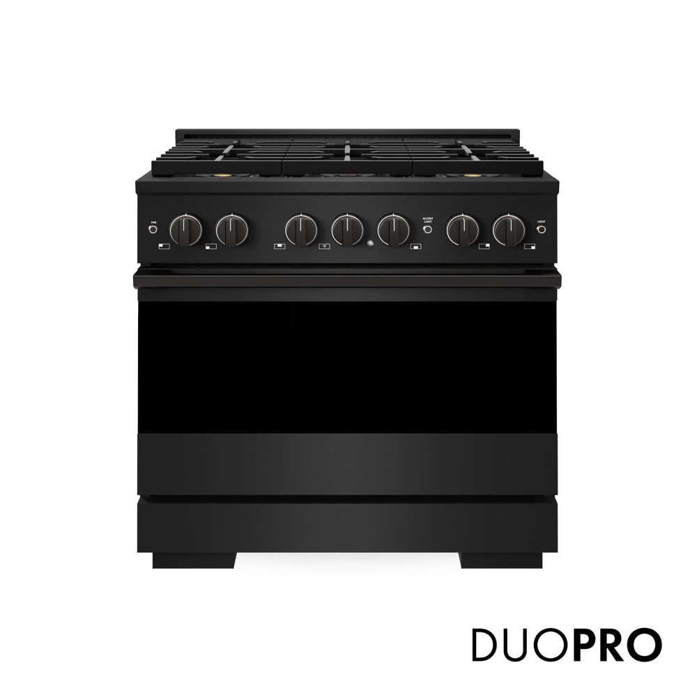 ZLINE Marino 36-inch range in black stainless steel PMGRB-36