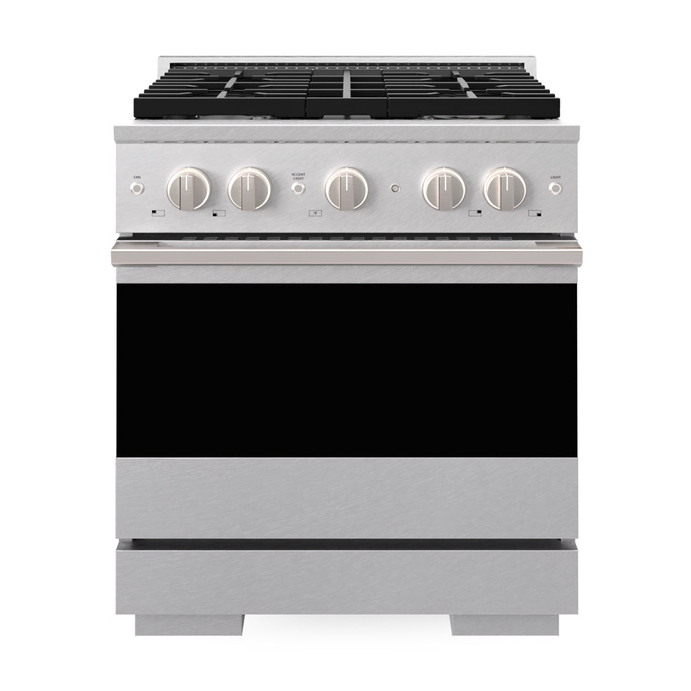 ZLINE Marino 30-inch range in satin stainless steel MDRS-BR-30, front view