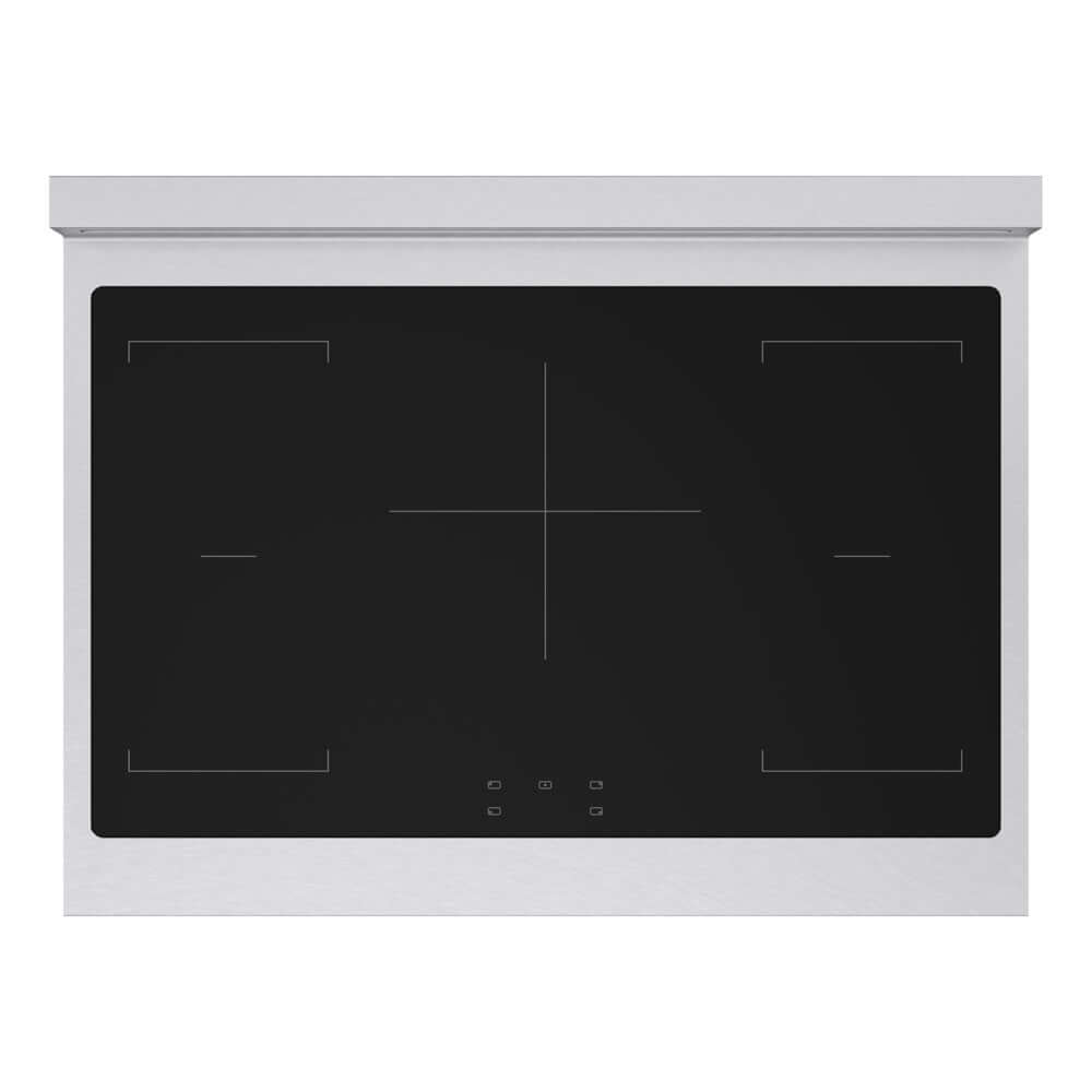 ZLINE Autograph Edition Marino 36-inch range in satin stainless steel with white matte door and polished gold accents MINRSZ-WM-36-G, from above