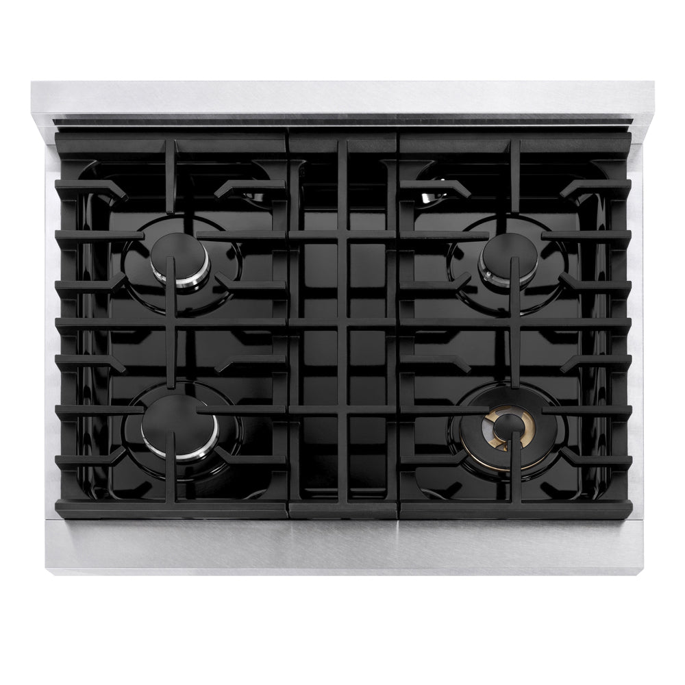 ZLINE Marino 30-inch range in satin stainless steel MDRS-30, from above