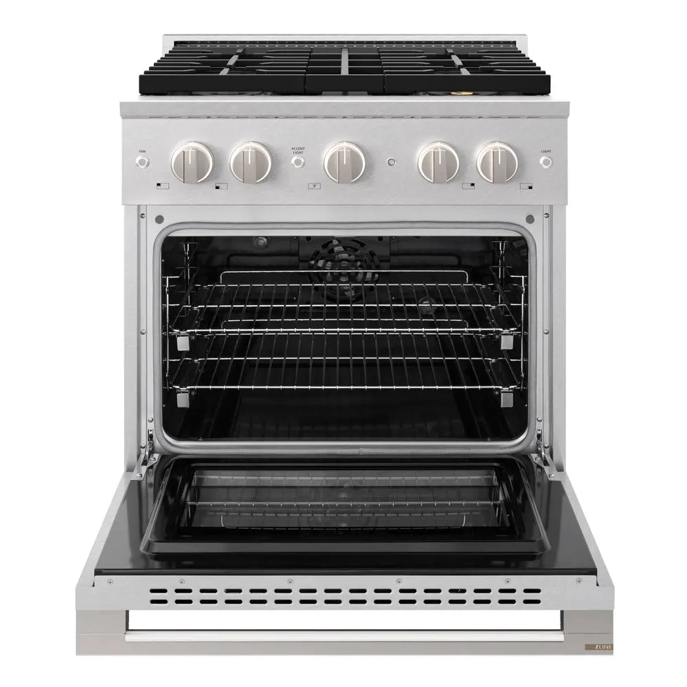 ZLINE Marino 30-inch range in satin stainless steel PMDRS-30, front view